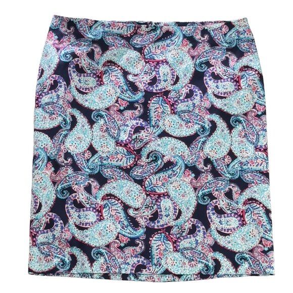 TALBOTS Petites Paisley Print Cotton Spandex Knee-Length Skirt Size 14P - Picture 8 of 16